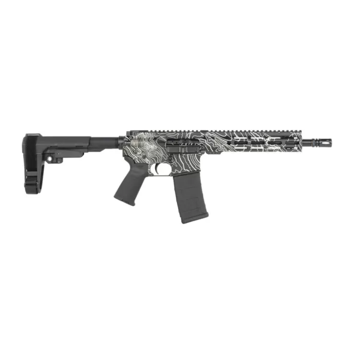 Shark Coast Tactical SCC07312TOPO-P Topography  5.56 NATO 30+1 10.50" Black Nitride Threaded Barrel, Aluminum Receiver w/Picatinny Rail, M-LOK Handguard, Black Polymer SB Tactical SBA3 Brace, Polymer