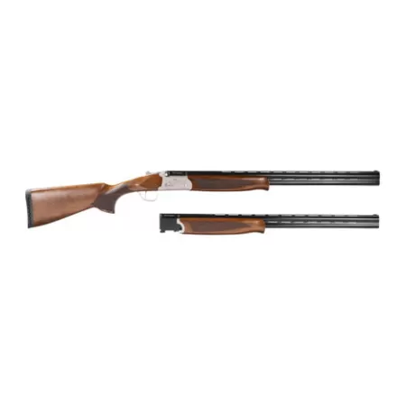 Balikli 336025 Blue Label Combo 20/28 Gauge Break Open 3" 2rd 26" Black Over/Under Vent Rib Barrel, Black Aluminum Engraved Pheasant Receiver, Fixed Turkish Walnut Stock
