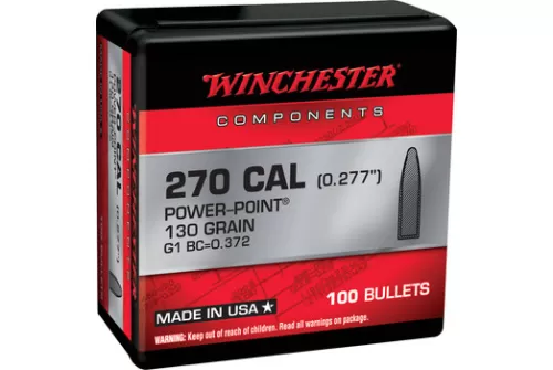WINCHESTER AMMO Centerfire Rifle Reloading 270 Win 130gr 100rd/Box Bullets (WB270P130X)
