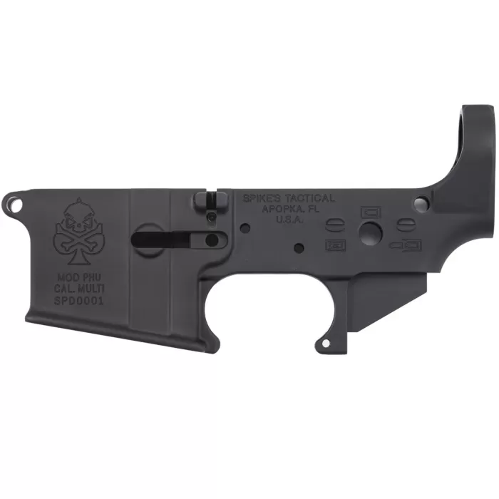 Spikes PHU Spade Stripped Lower, Multi-Cal, Black Hardcoat Anodized Spikes PHU Spade Stripped Lower, Multi-Cal, Black Hardcoat Anodized