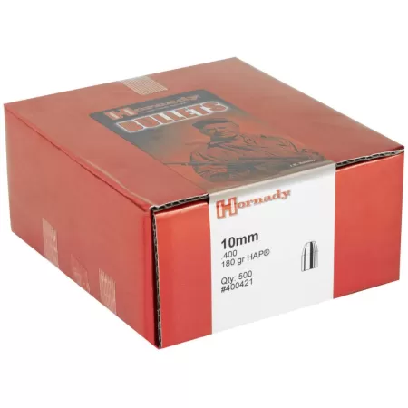HORNADY HAP 10mm 180gr 500/Box Handgun Bullets (400421)