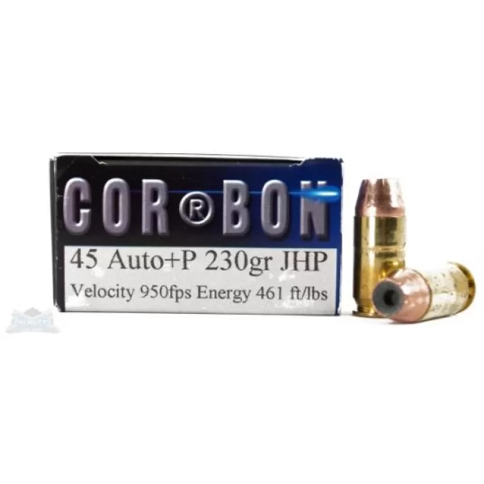 Cor-Bon 45 Auto/ACP+P 230gr JHP Ammunition 20rds - SD45230/20 Cor-Bon 45 Auto/ACP+P 230gr JHP Ammunition 20rds - SD45230/20