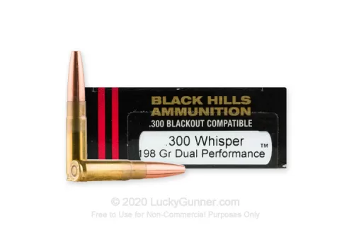 Black Hills Subsonic 300 AAC Blackout Ammo 198 Grain Dual Performance Solid Hollow Point Lead Free Box of 20