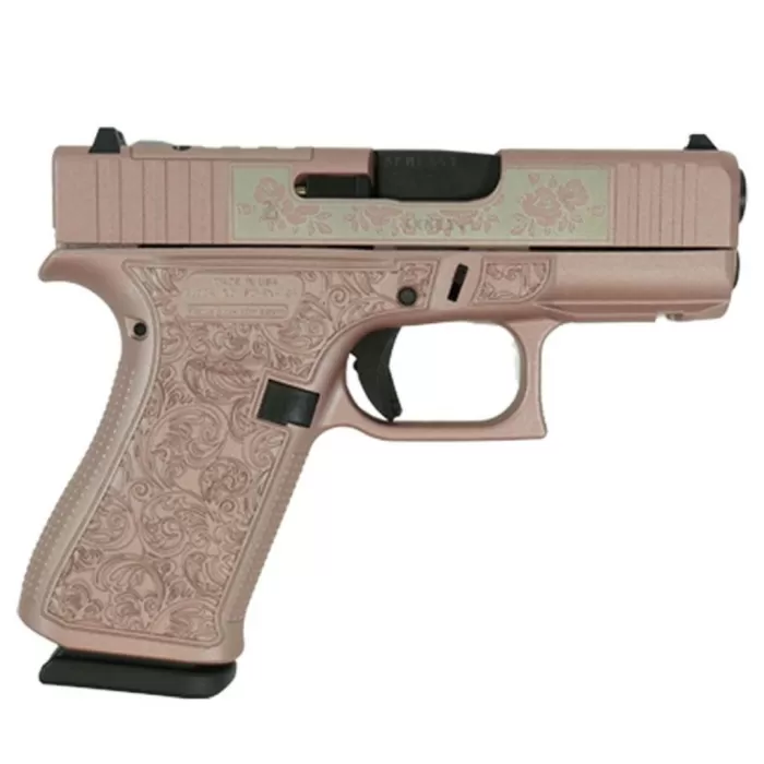 GLOCK 43X 9MM W/FRONT RAILS ENGVD FRAME & SLIDE GLOCK & ROSES w/ Optic Cut GLOCK 43X 9MM W/FRONT RAILS ENGVD FRAME & SLIDE GLOCK & ROSES w/ Optic Cut