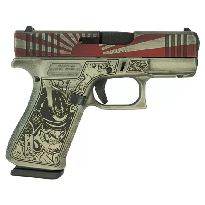 GLOCK 43X FS 9MM W/FRONT RAILS Rising Sun Bushido Battle Worn GLOCK 43X FS 9MM W/FRONT RAILS Rising Sun Bushido Battle Worn