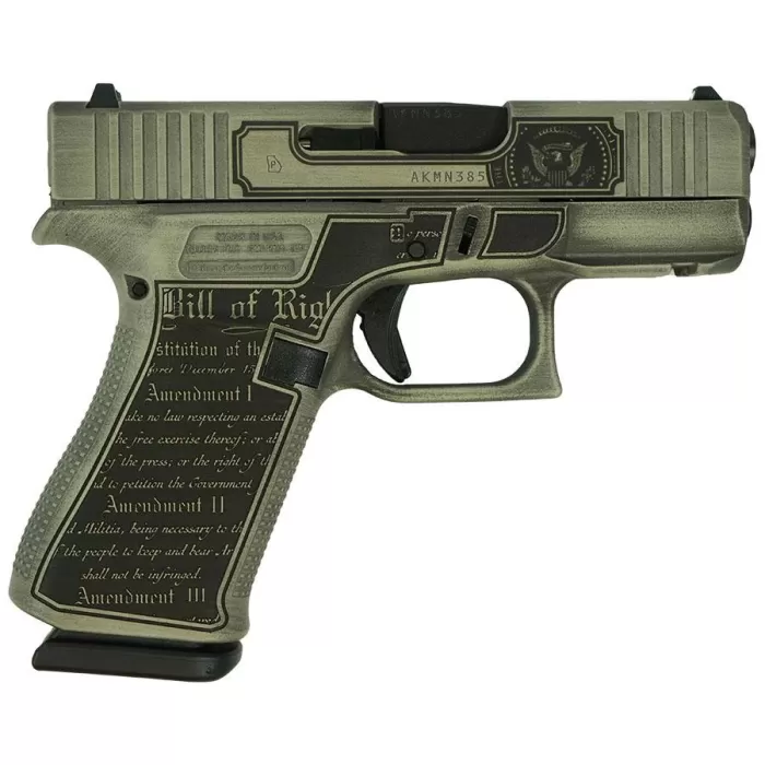 Glock G43X Trump 24 Subcompact 9mm 3.41" 10rds, Distressed Silver Glock G43X Trump 24 Subcompact 9mm 3.41" 10rds, Distressed Silver