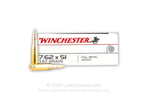 Winchester USA 7.62x51mm NATO Ammo 147 Grain Full Metal Jacket Case of 200 (10 Boxes of 20)