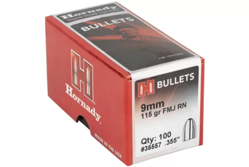 HORNADY 9mm 115Gr FMJ RN Handgun Bullets (35557)