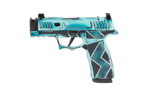 Sig Sauer P365X Macro Komodo Anime 9mm, 3.1" Barrel, Optic Ready, 17 rnd - Dayglow Blue [MPN:300-258-0421-64]