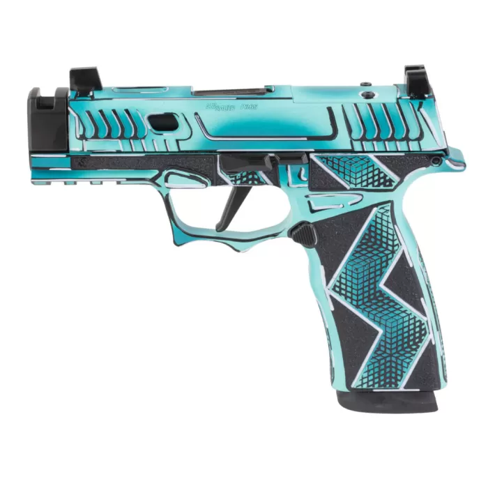 Sig Sauer P365X Macro Komodo Anime 9mm, 3.1" Barrel, Optic Ready, 17 rnd - Dayglow Blue [MPN:300-258-0421-64]