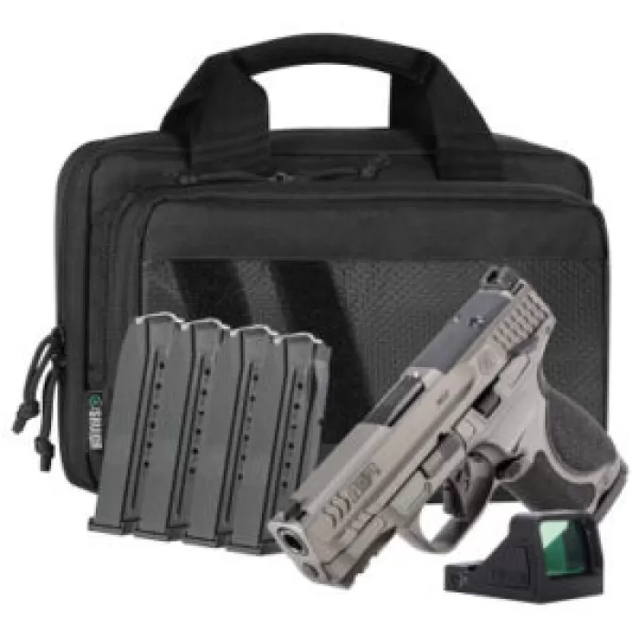 S&W M&P9 M2.0 Compact 9mm Metal 3.6in 5x15rd Pistol w/ Viridian RFX-11 Optic And Savior Pistol Case (14804) S&W M&P9 M2.0 Compact 9mm Metal 3.6in 5x15rd Pistol w/ Viridian RFX-11 Optic And Savior Pistol Case (14804)