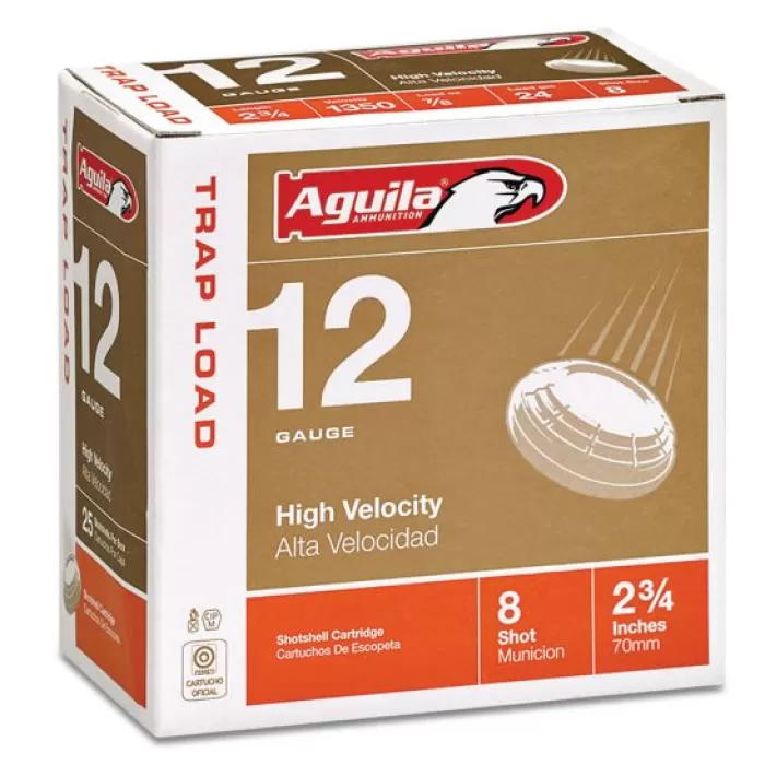 Aguila Competition 12 Gauge 2-3/4 inches 8 Shot 7/8 oz International Lead Shotshell, Birdshot, 25/Box - 1CHB1252 Aguila Competition 12 Gauge 2-3/4 inches 8 Shot 7/8 oz International Lead Shotshell, Birdshot, 25/Box - 1CHB1252