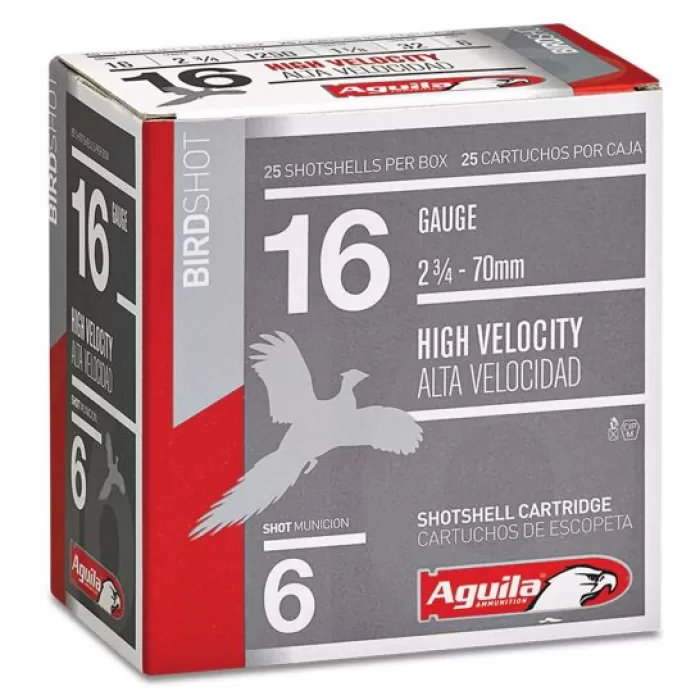 Aguila Sub-Gauge 16 Gauge 2-3/4 inches 6 Shot 1-1/8 oz Lead Shotshell, Birdshot, 25/Box - 1CHB1606 Aguila Sub-Gauge 16 Gauge 2-3/4 inches 6 Shot 1-1/8 oz Lead Shotshell, Birdshot, 25/Box - 1CHB1606