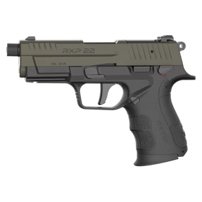 Retay USA RXP22BLKODSL13TH RXP 22 LR 13+1 4" Threaded Barrel, OD Green Cerakote Optic Ready/Serrated Slide, Black Cerakote Polymer Frame w/Accessory Rail, RMR/RMSc Footprint
