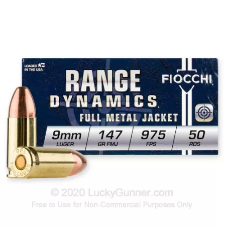 FIOCCHI Range Dynamics 9mm Luger 147Gr FMJ 1000rd Case Ammo (9APD-CASE)