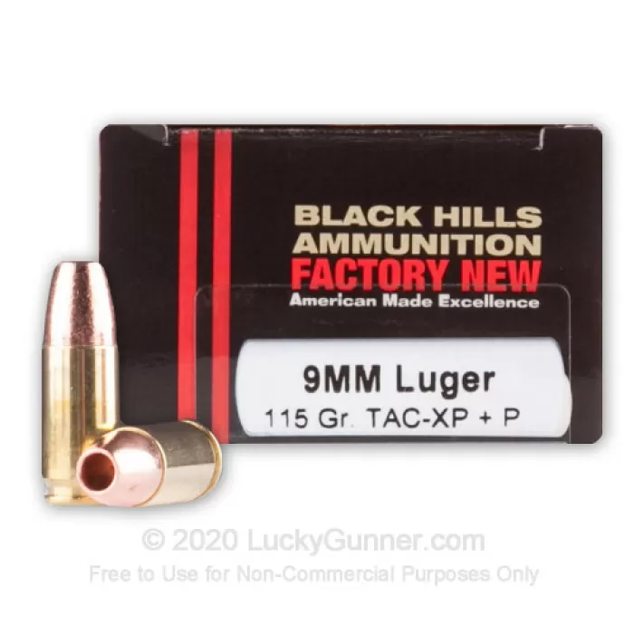 9mm - +P 115 Grain TAC-XP - Black Hills - 20 Rounds 9mm - +P 115 Grain TAC-XP - Black Hills - 20 Rounds