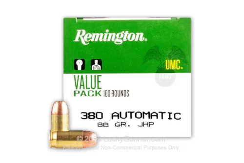 Remington UMC 380 ACP Ammo 88 Grain Jacketed Hollow Point Case of 600 (6 Boxes of 100)