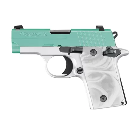 Sig Sauer P238 380 ACP Carry Conceal Pistol with Robins Egg Blue Slide