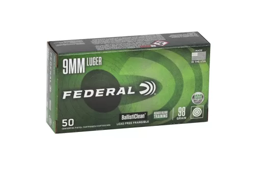 Federal BallistiClean 9mm Luger Ammo 98 Grain Frangible Law Enforcement Tactical Training