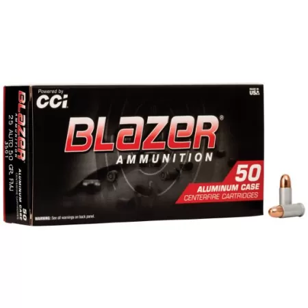 CCI Blazer 25 Auto/ACP 50gr FMJ Aluminum Cased Ammunition 50rds - 3501