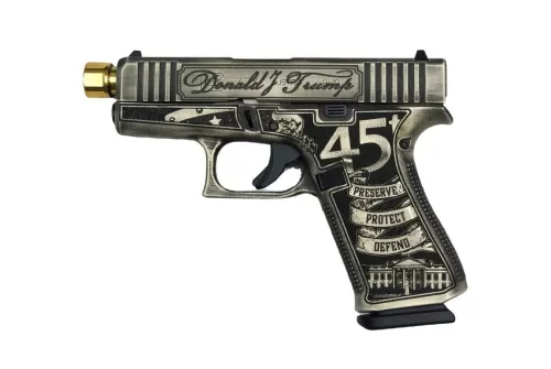 Glock 43X GEN 4 TRUMP 9MM 10RD 3.41 BL GOLD THRD BRL