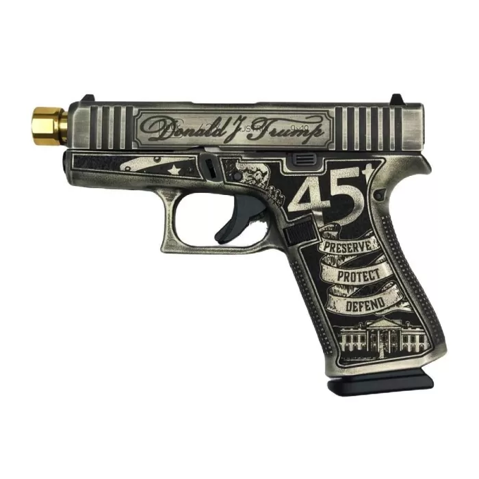 Glock 43X GEN 4 TRUMP 9MM 10RD 3.41 BL GOLD THRD BRL Glock 43X GEN 4 TRUMP 9MM 10RD 3.41 BL GOLD THRD BRL