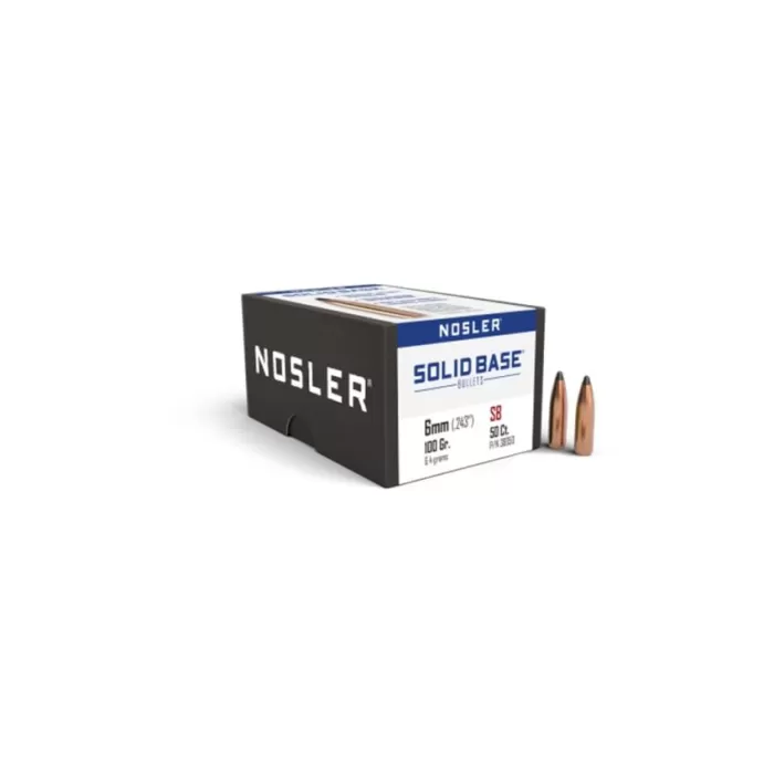 Nosler Solid Base SB-6mm 100g SP (50ct) Bullets 38050 Nosler Solid Base SB-6mm 100g SP (50ct) Bullets 38050