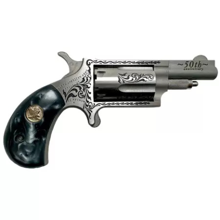 North American Arms 22M50B 50th Anniversary  22 Mag 5 Shot 1.63" Matte Stainless w/"50th Anniversary" & Scroll Engraving, Black Pearl Grip, Exposed Hammer