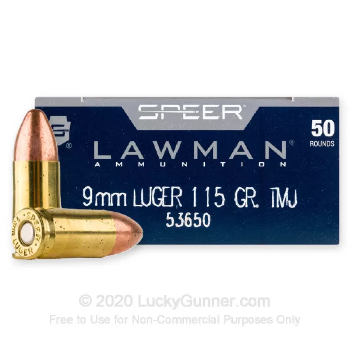 Speer Lawman 9mm Luger Ammo 115 Grain Full Metal Jacket Case of 1000 (20 Boxes of 50)