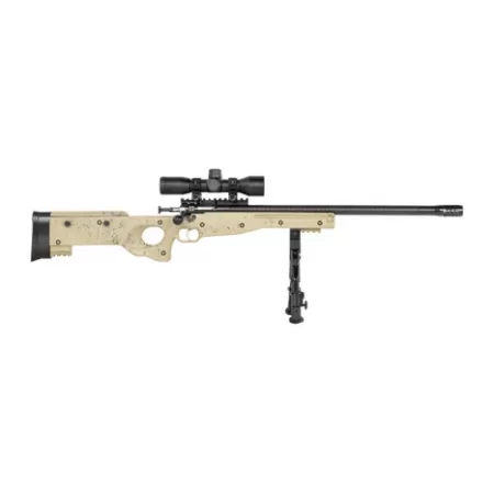 Crickett KSA2143 My First Rifle CPR 22 LR 1rd 16.13" Carbon Fiber Threaded Barrel, Picatinny Rail Receiver, Adj Bipod Forend, Tan w/Black Webbing Thumbhole