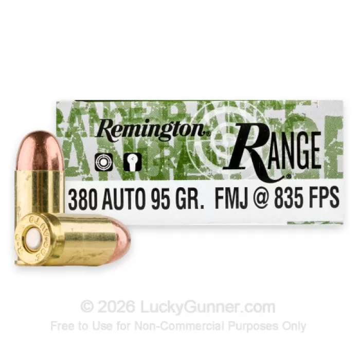 380 Auto - 95 Grain FMJ - Remington Range - 1000 Rounds 380 Auto - 95 Grain FMJ - Remington Range - 1000 Rounds
