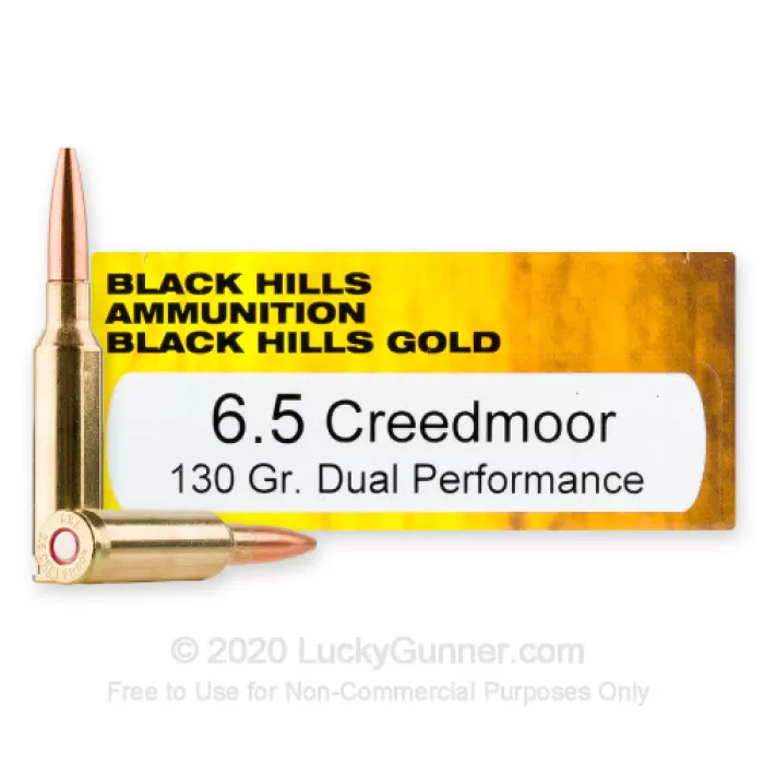Black Hills Gold 6.5 Creedmoor Ammo 130 Grain Dual Performance Solid Hollow Point Lead Free Box of 20 Black Hills Gold 6.5 Creedmoor Ammo 130 Grain Dual Performance Solid Hollow Point Lead Free Box of 20