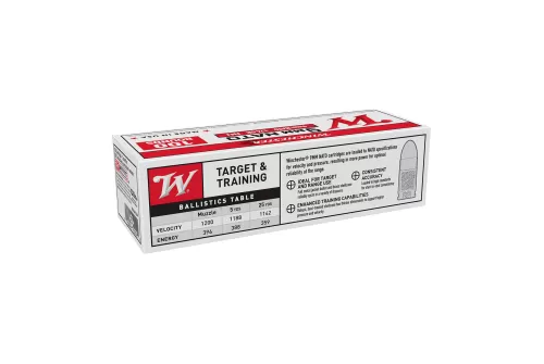 Winchester USA WHITE BOX 9mm Luger 124 Grain Full Metal Jacket Brass Pistol Ammo, 100 Round, W9NATOVP