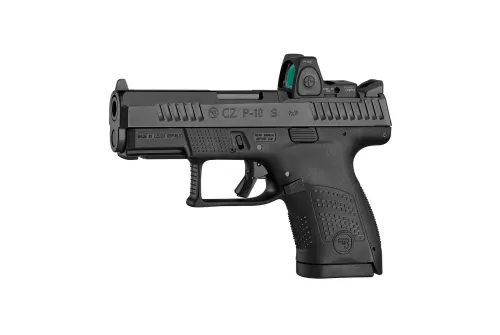 CZ-USA P-10 S Optic-Ready 9mm 10rd Blk Handgun w/Polymer Frame, Nitride Slide, Fixed Sights, 3 Back Straps, Rev Mag Catch 01568