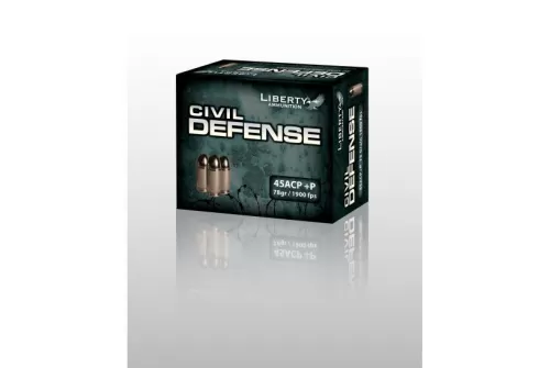 Liberty 45 Auto/ACP+P 78gr HP Civil Defense Ammunition 20rds - LA-CD-45-013