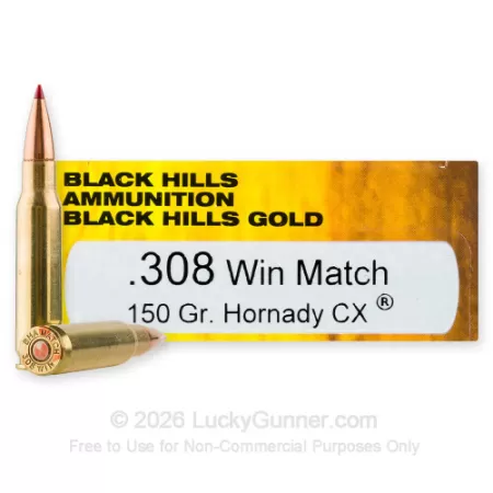 308 - 150 Grain CX - Black Hills Gold - 100 Rounds
