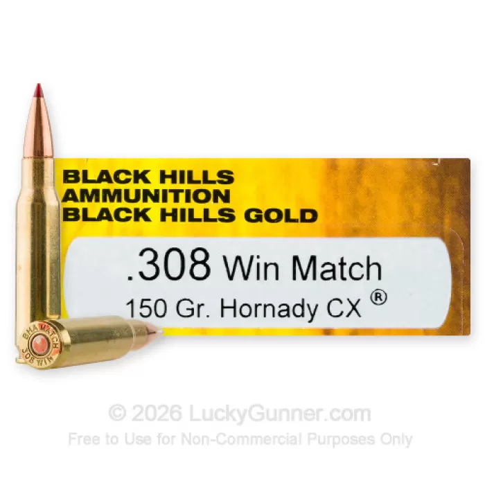 308 - 150 Grain CX - Black Hills Gold - 100 Rounds 308 - 150 Grain CX - Black Hills Gold - 100 Rounds