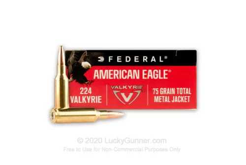 Federal American Eagle 224 Valkyrie Ammo 75 Grain Full Metal Jacket Case of 200 (10 Boxes of 20)