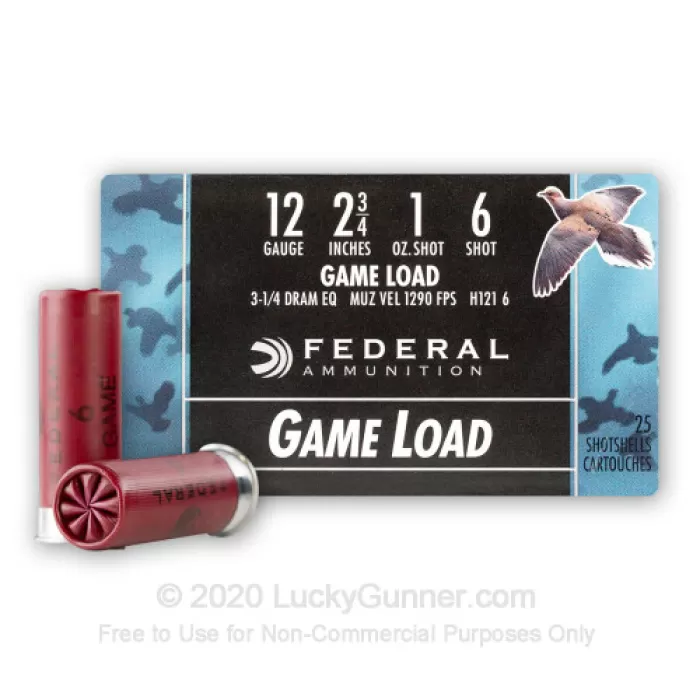 Federal Game-Shok 12 Ga, 2.75", 1290 FPS, 1oz, 6 Shot, 250rd/Case