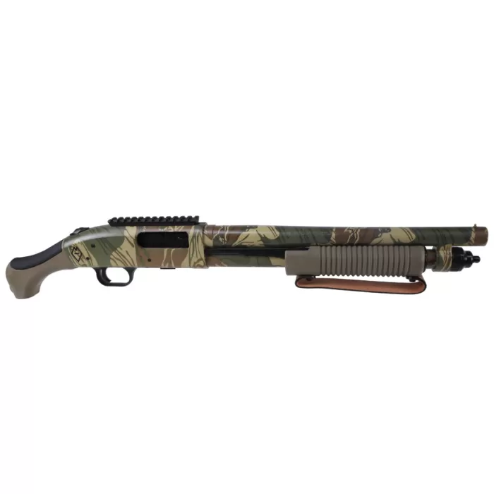 MOSSBERG 590 Bliksem 12 Gauge 14in 5rd Rhodesian Brushstroke/FDE Pump-Action Shotgun w/ Picatinny Rail and Aftershock Grip (50632)