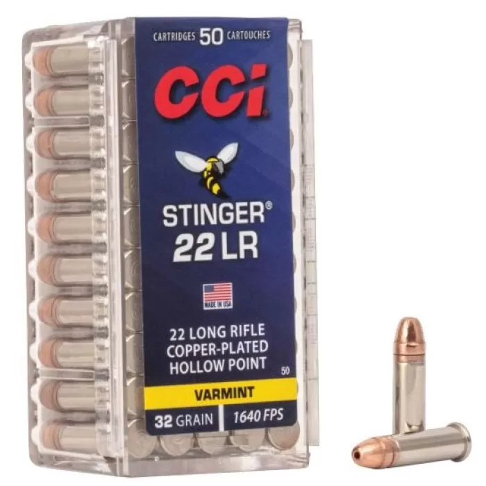 CCI Speer Stinger 22 LR 32 Grain Gilded Lead Hollow Point Ammo, 50 Round Box (50) CCI Speer Stinger 22 LR 32 Grain Gilded Lead Hollow Point Ammo, 50 Round Box (50)