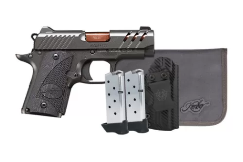 Kimber Mfg, Inc 3300254 Micro 9 Bundle 7+1 3.15" Rose Copper TiN Match Grade Barrel, KimPro II Gray Lightening Cut/Serrated Stainless Steel Slide, Kimpro II Gray Aluminum Frame, Black G10 Grip