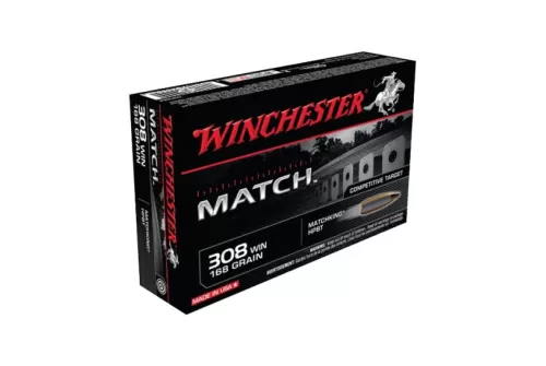 Winchester .308 Win 168 Grain Match BTHP Centerfire Rifle Ammunition, 20rds - S308M