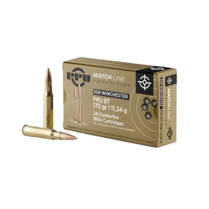 Ppu Match, Ppu Ppm3083 308 175 Fmjbt Match 20rds Ppu Match, Ppu Ppm3083 308 175 Fmjbt Match 20rds