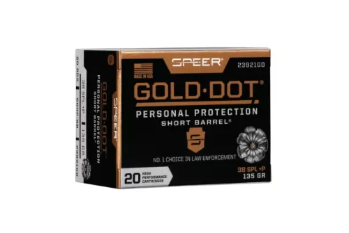 38 Special Plus P 135 Grain Gold Dot Hollow Point Short Barrel 20 Rounds