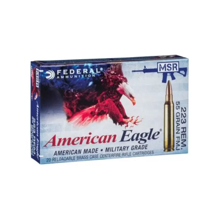 American Eagle 223 55gr FMJ Ammunition 20rds - AE223M American Eagle 223 55gr FMJ Ammunition 20rds - AE223M