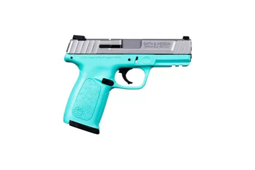 Smith & Wesson SD9VE 4" 16rd 9mm Pistol, Robins Egg Blue/SS - 13344