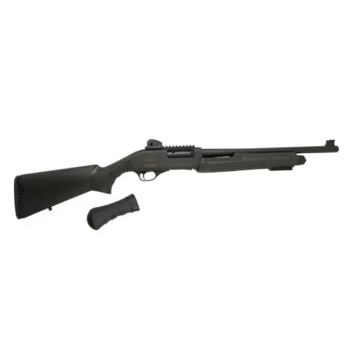 Black Aces Tactical 18.5" 12ga Pump Shotgun w/ Full Stock & Shockwave Grip, Black - BATSPUMPBLACK Black Aces Tactical 18.5" 12ga Pump Shotgun w/ Full Stock & Shockwave Grip, Black - BATSPUMPBLACK