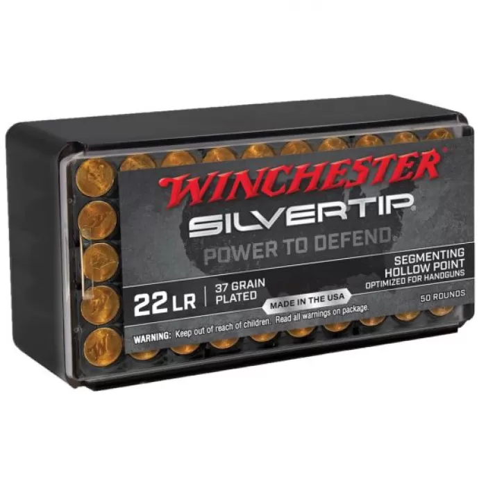 Winchester Silvertip .22lr 37 gr Segmenting HP Ammo, 50/Box - W22LRST