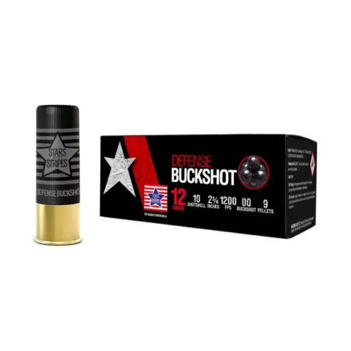 Prvi Partizan Stars and Stripes 2-3/4" 9 Pellet 00 12ga Buckshot, 10rds - CBuck9 Prvi Partizan Stars and Stripes 2-3/4" 9 Pellet 00 12ga Buckshot, 10rds - CBuck9